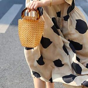 Honey Colored Beaded Acrylic Handmade Handbag